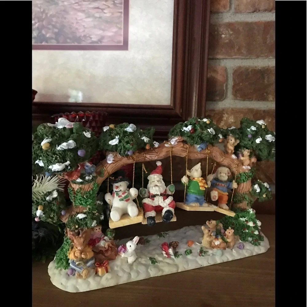 Rare Vintage Large Holiday Santa Snowman Swinging Tree‼️FINAL SALE